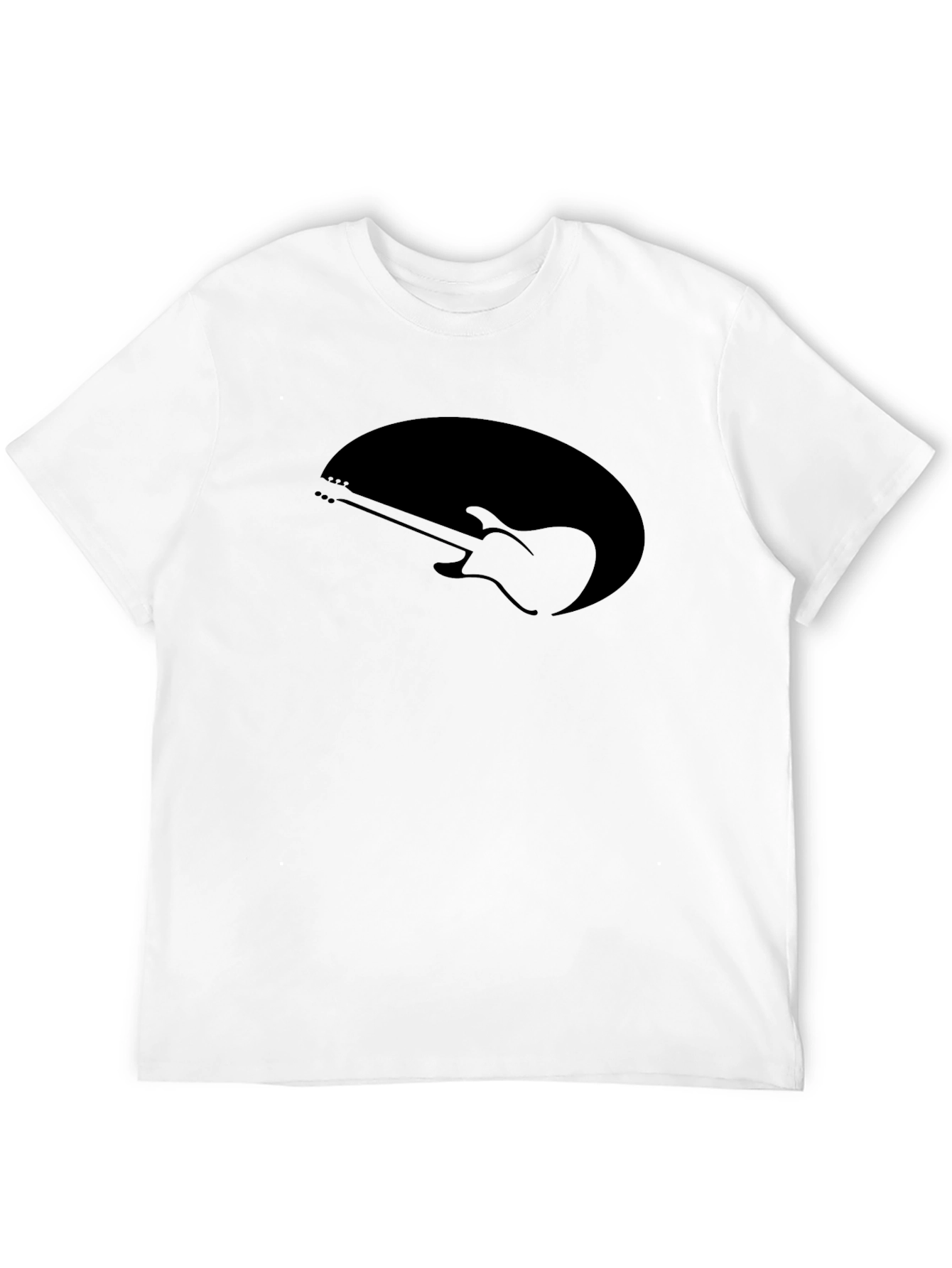 Guitar Silhouette Tee - Black Cotton Graphic T-Shirt