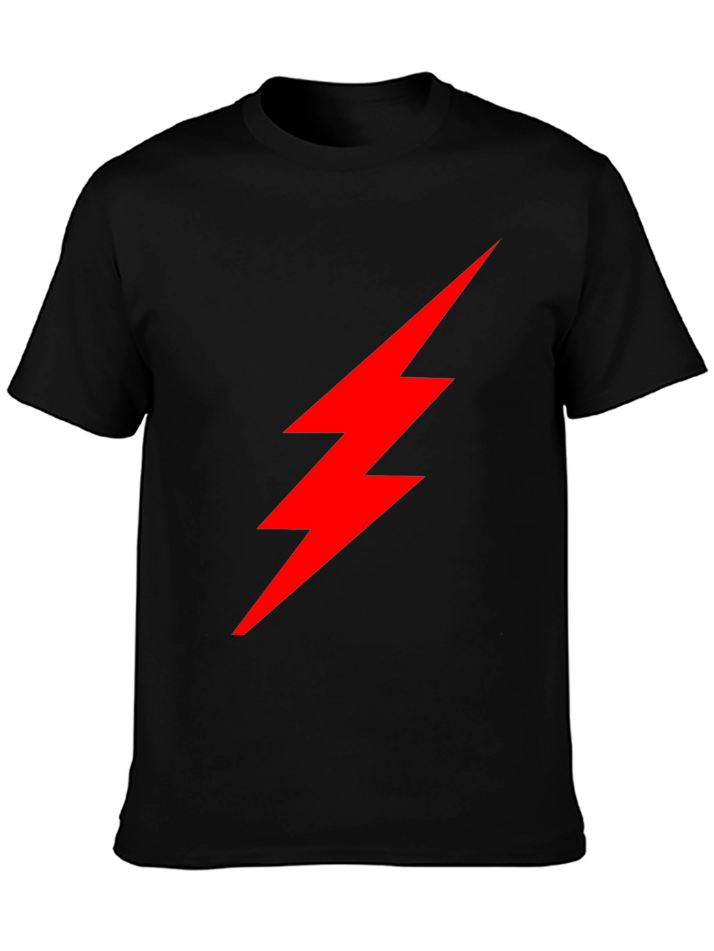 Black T-Shirt with Red Lightning Bolt Graphic