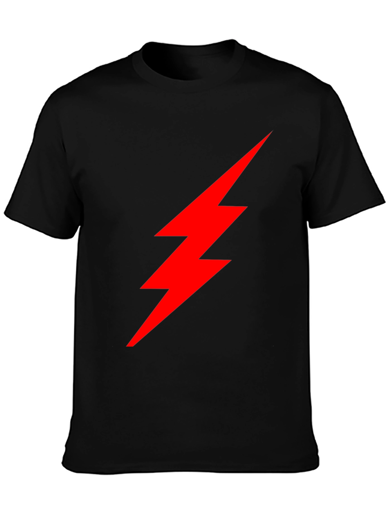 Black T-Shirt with Red Lightning Bolt Graphic