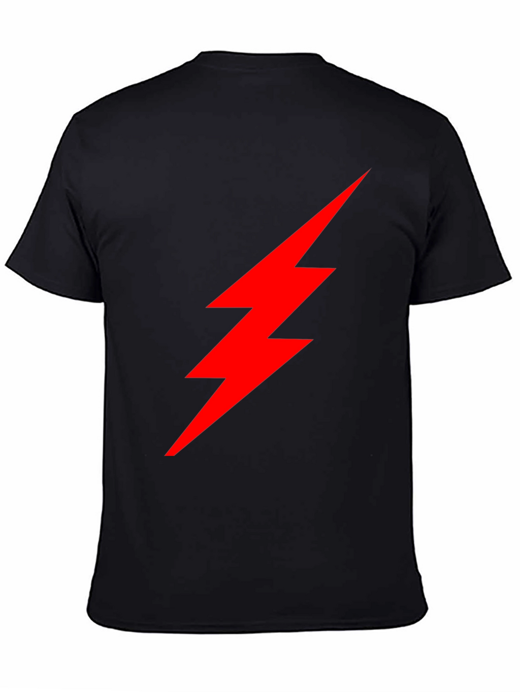 Black T-Shirt with Red Lightning Bolt Graphic