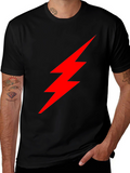 Black T-Shirt with Red Lightning Bolt Graphic