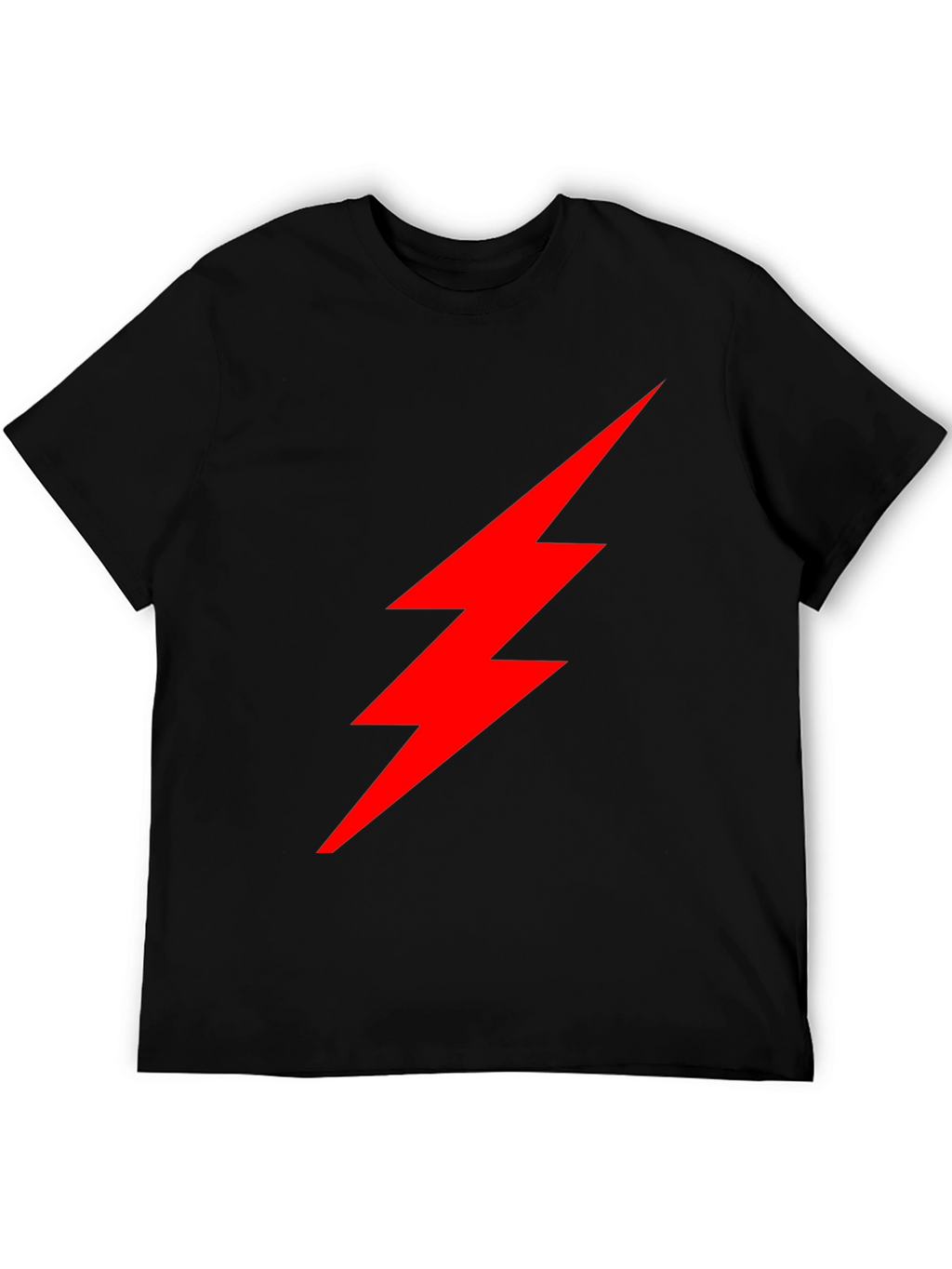 Black T-Shirt with Red Lightning Bolt Graphic