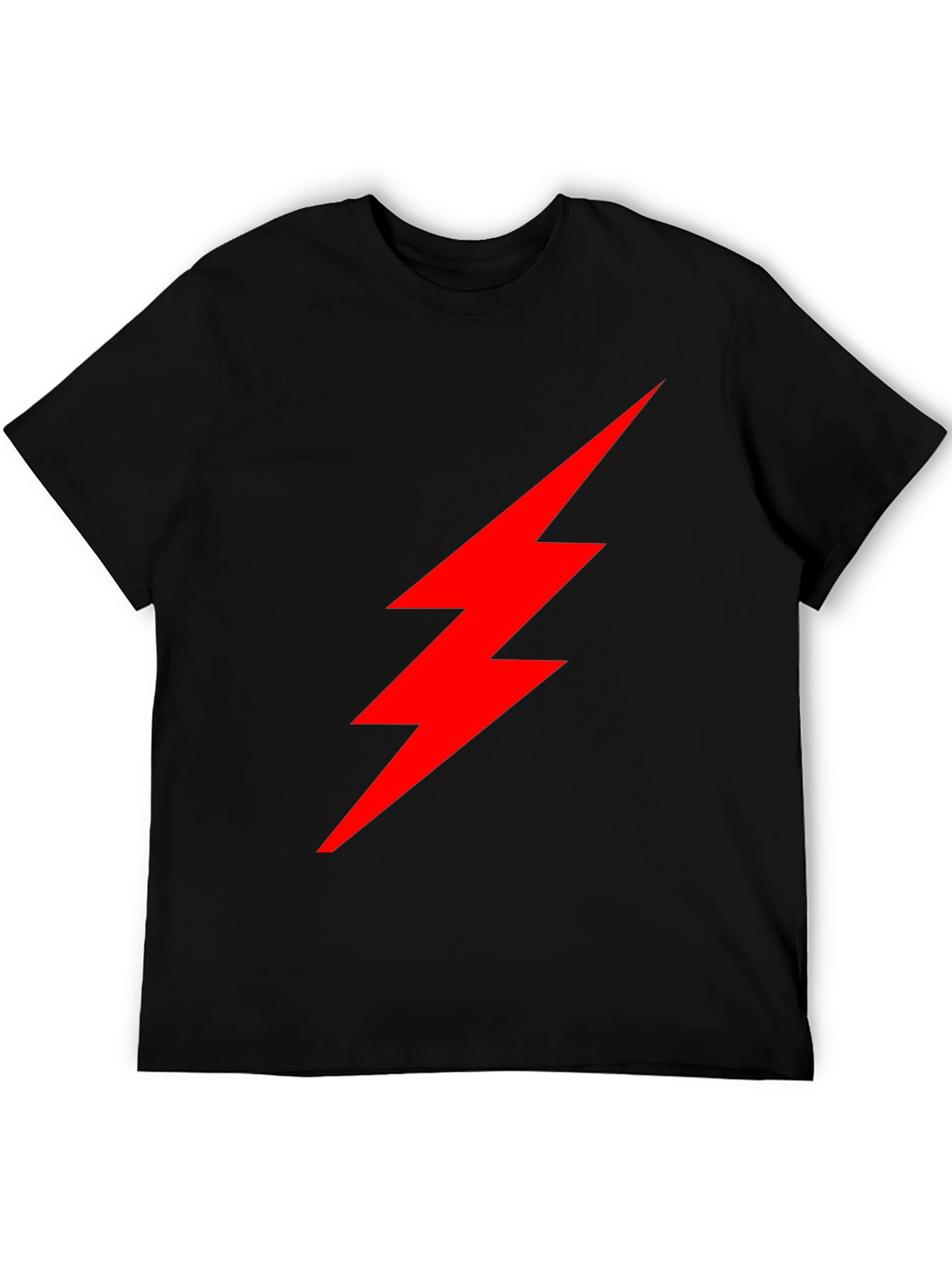 Black T-Shirt with Red Lightning Bolt Graphic