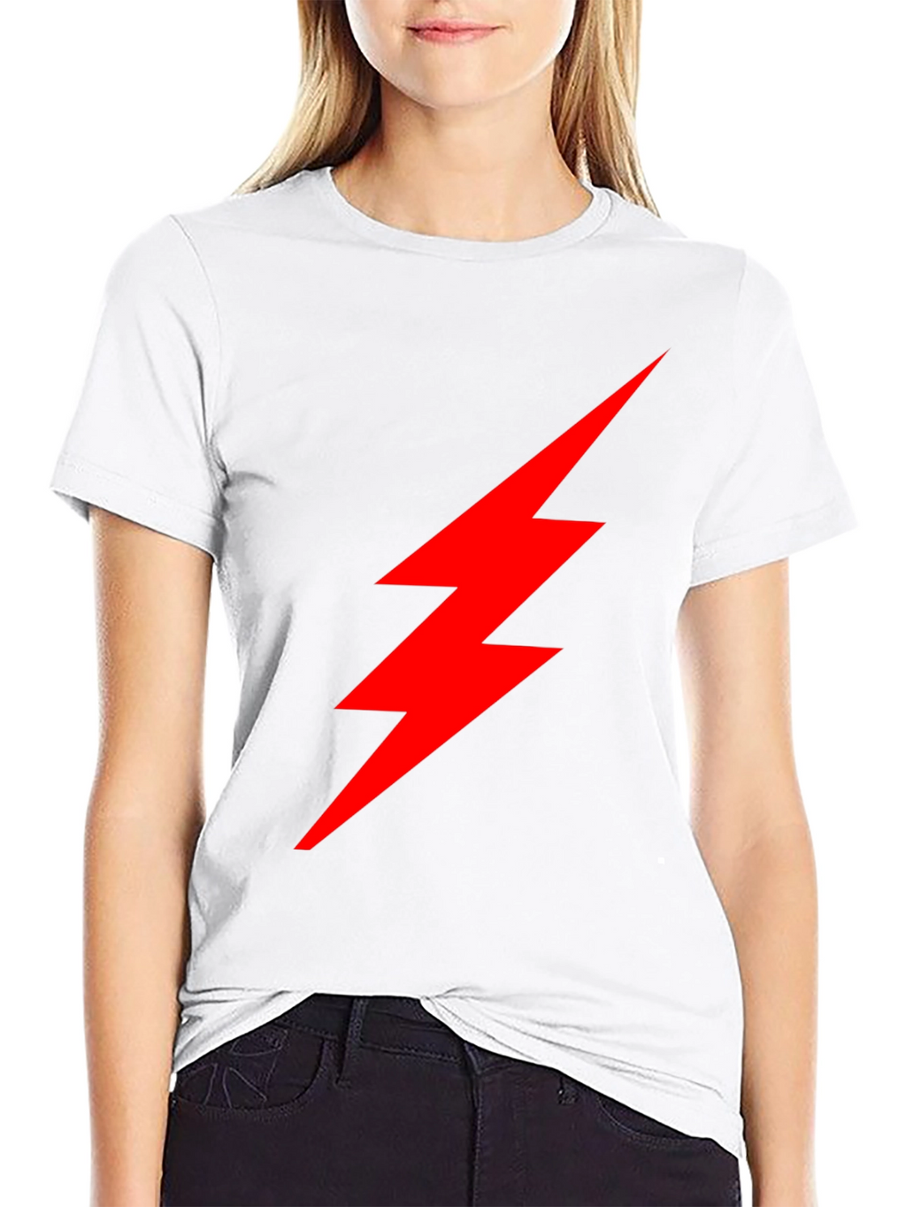 Black T-Shirt with Red Lightning Bolt Graphic