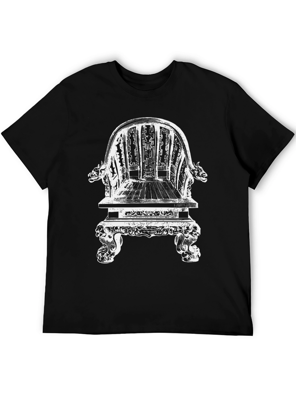 Ornate Chair Graphic Tee - Black Cotton T-Shirt