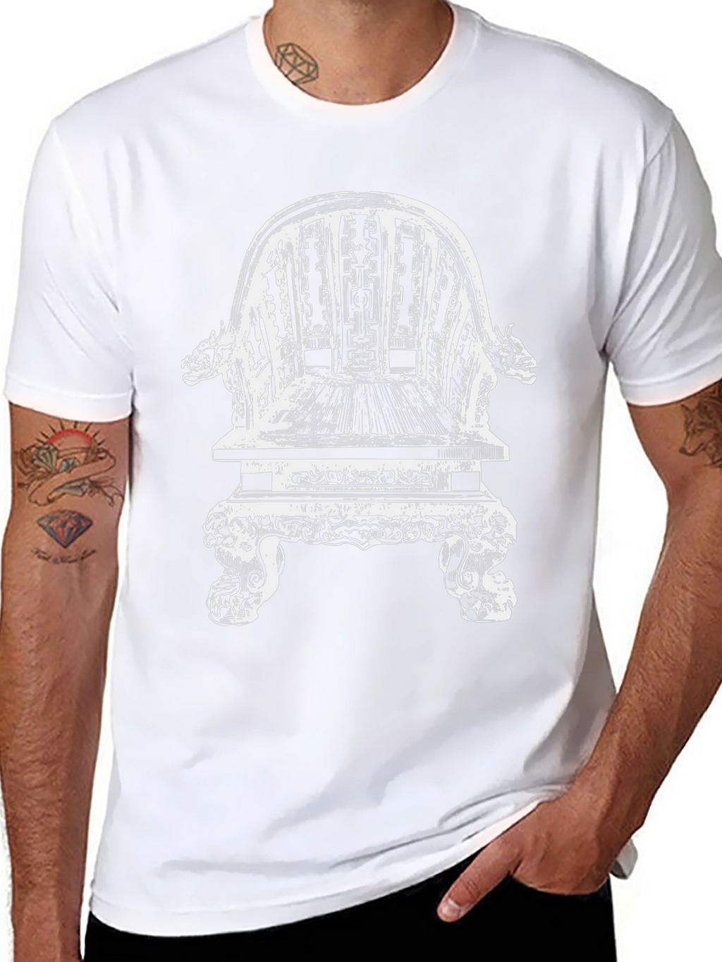 Ornate Chair Graphic Tee - Black Cotton T-Shirt