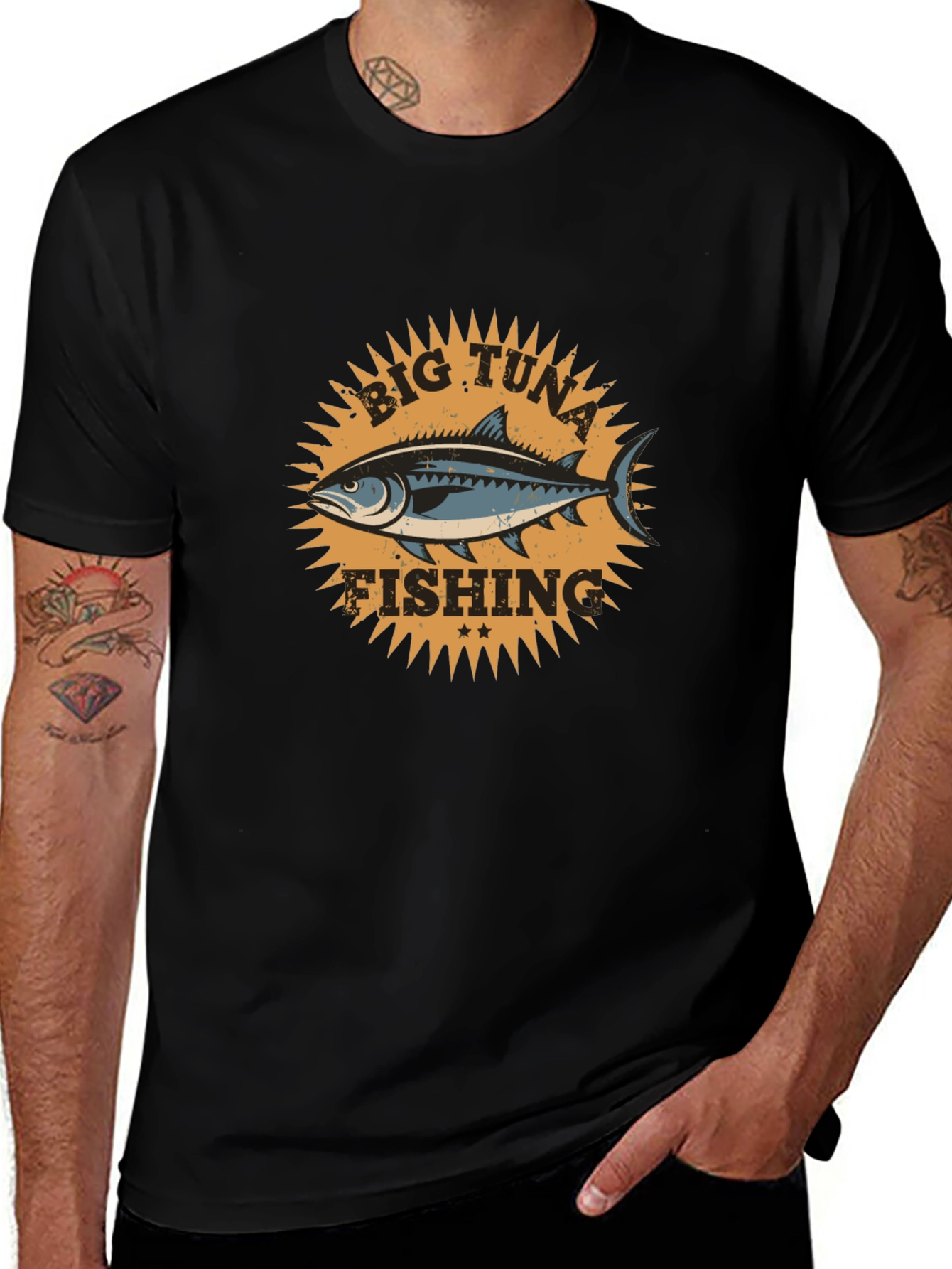 Big Tuna Fishing Graphic Tee - Mens Black T-Shirt