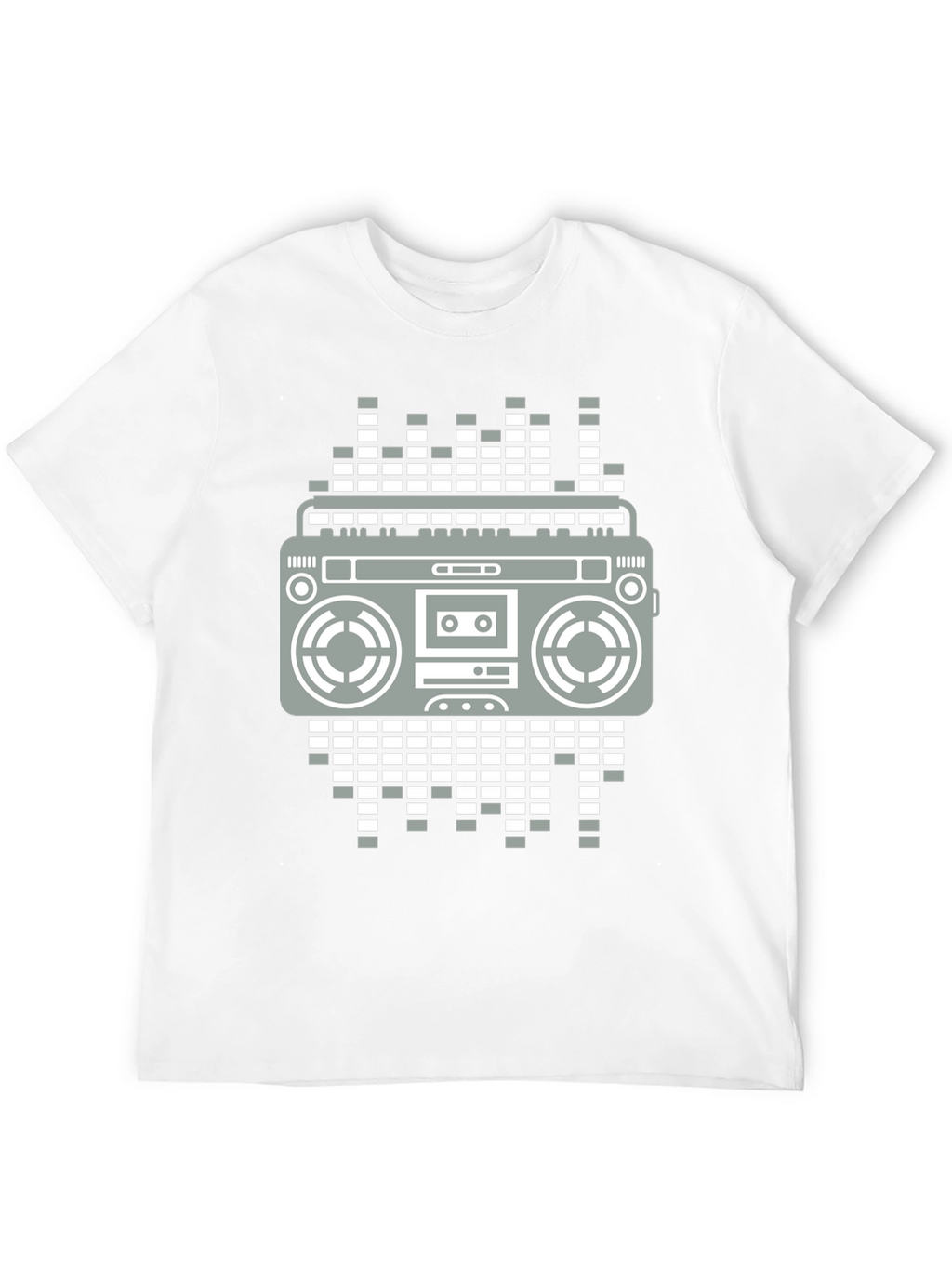 Retro Boombox Graphic Tee - Black Casual T-Shirt