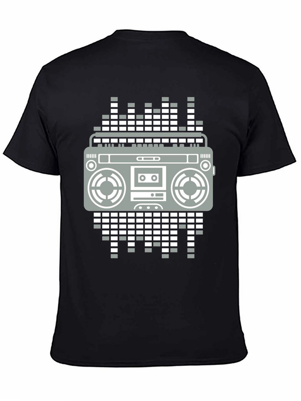 Retro Boombox Graphic Tee - Black Casual T-Shirt