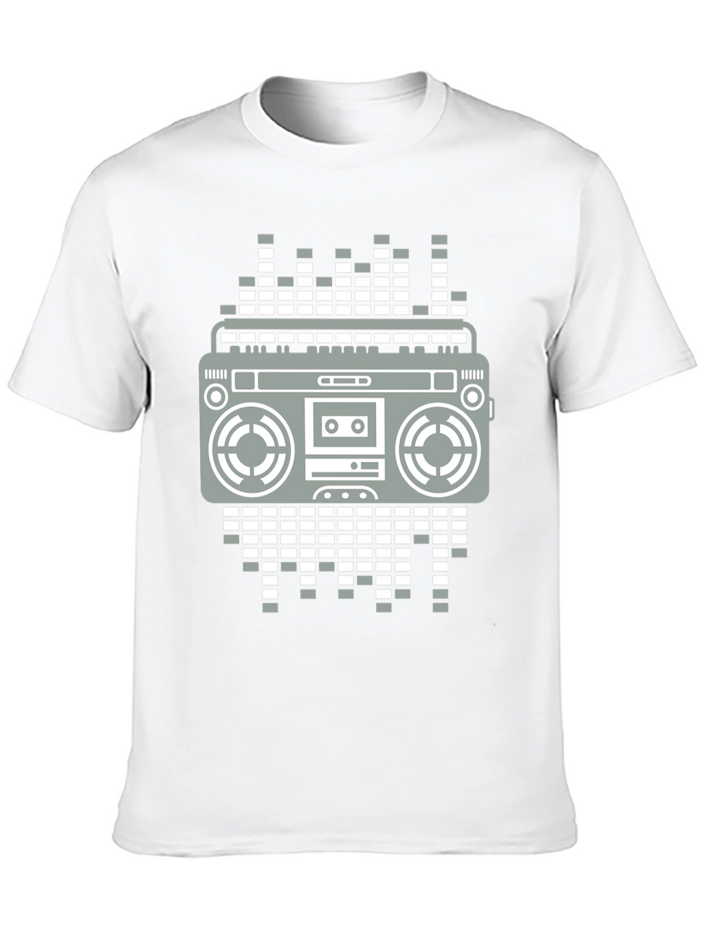 Retro Boombox Graphic Tee - Black Casual T-Shirt