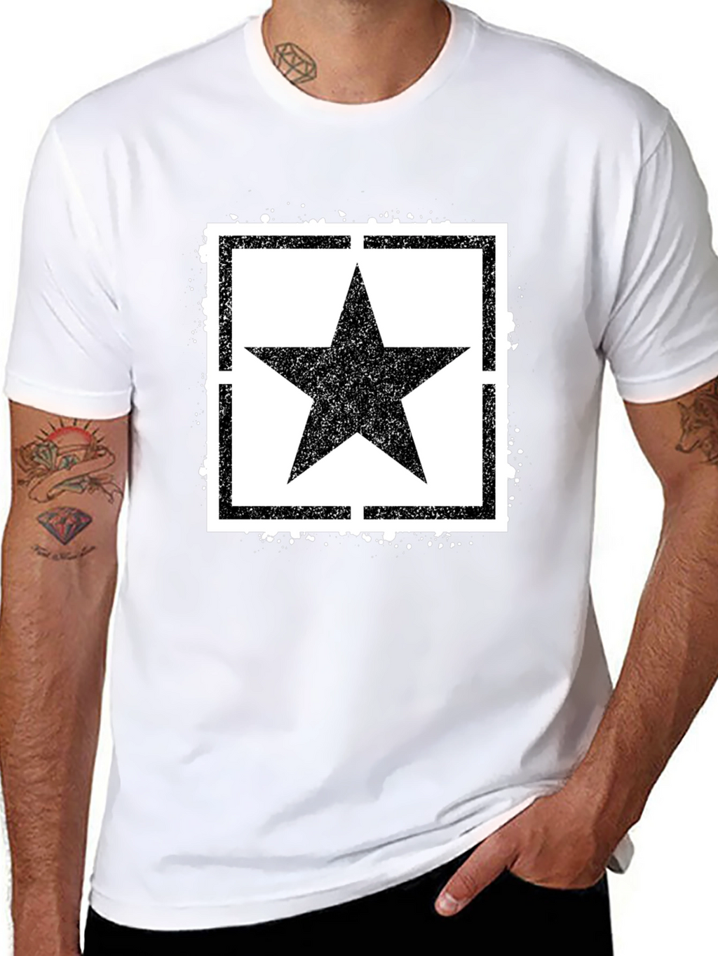 Black T-Shirt with Star Graphic