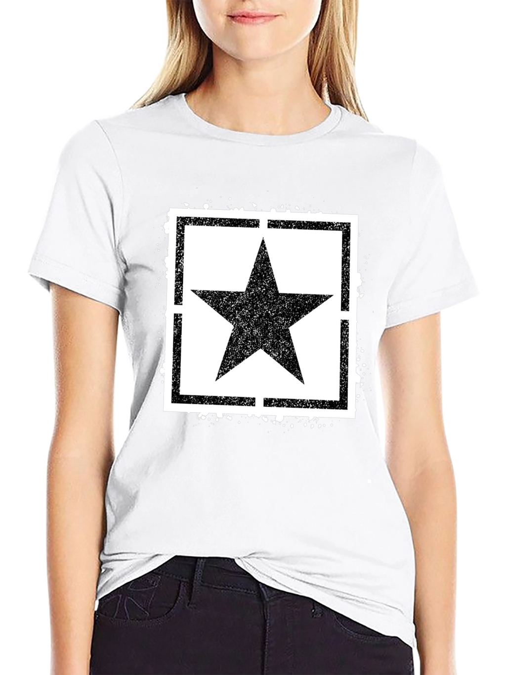 Black T-Shirt with Star Graphic