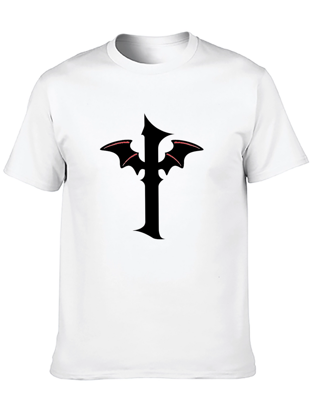 Mens Black T-Shirt with Gothic Cross Design