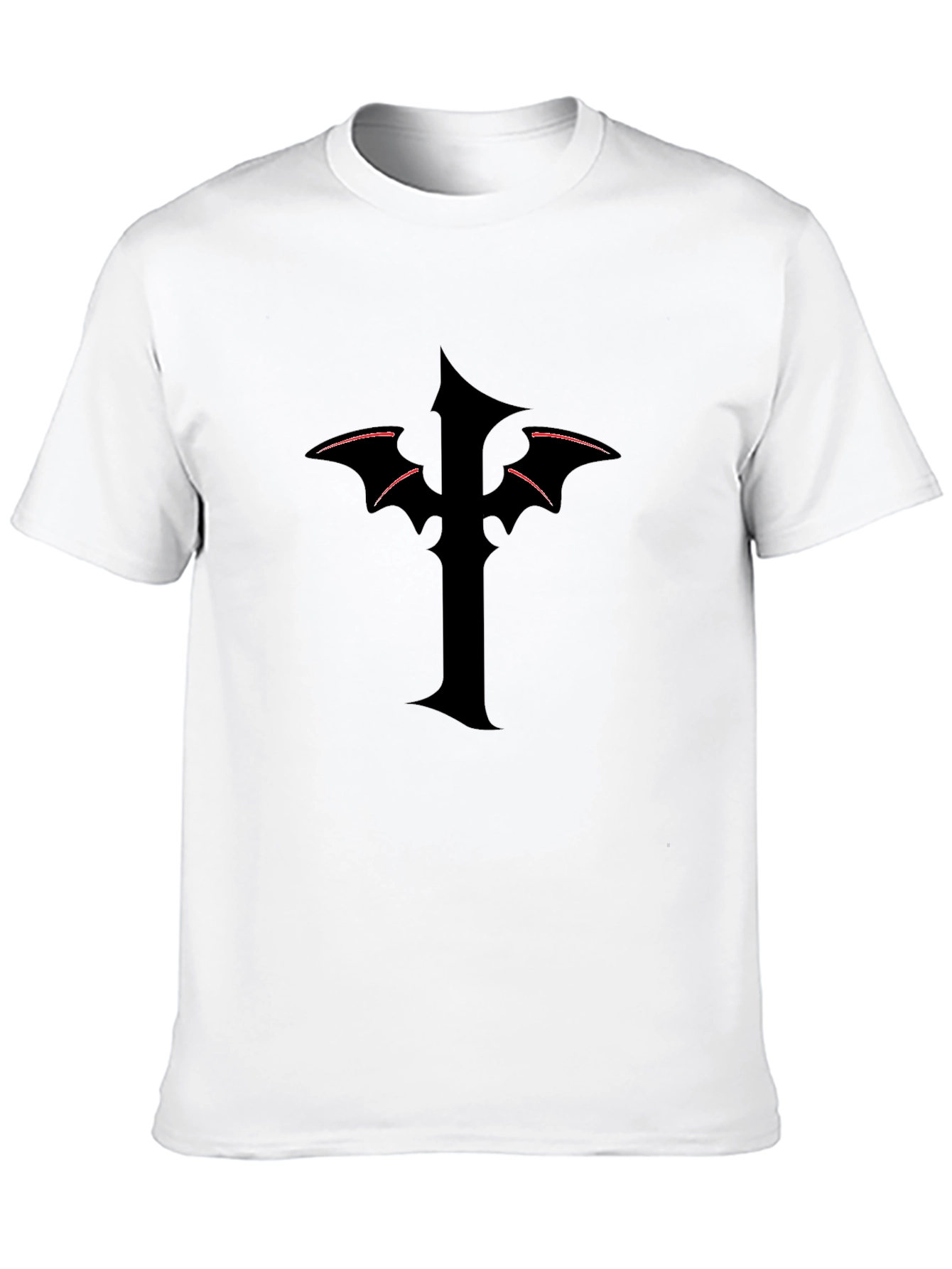 Mens Black T-Shirt with Gothic Cross Design