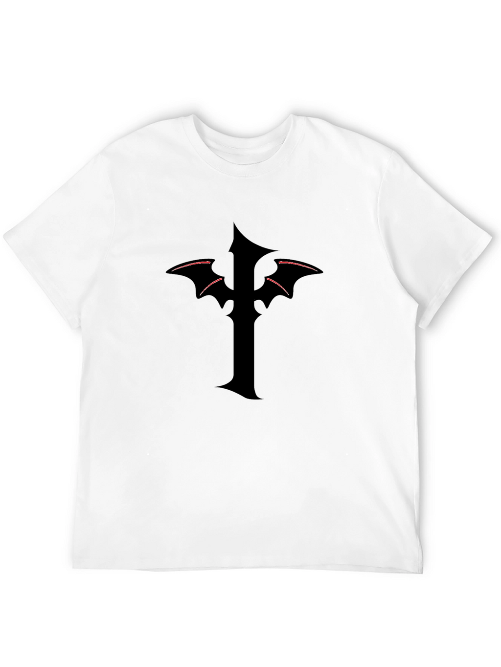 Mens Black T-Shirt with Gothic Cross Design