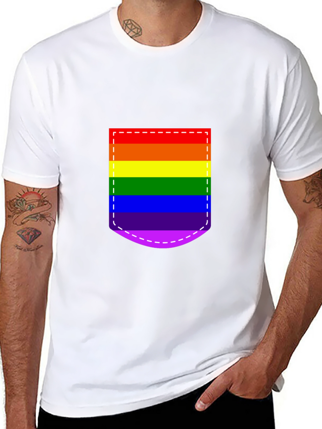 Pride Pocket Tee - Rainbow Flag Graphic Shirt