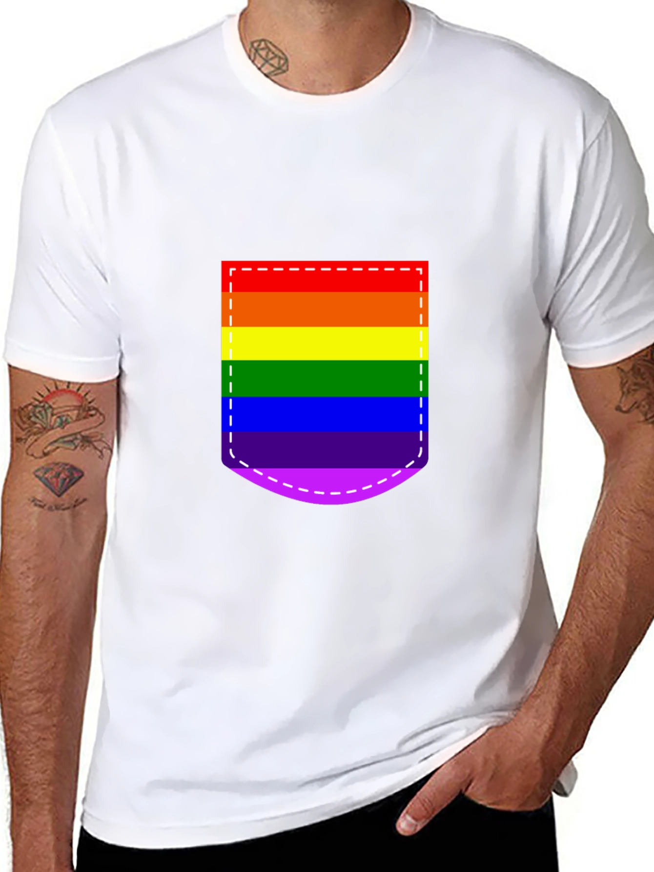 Pride Pocket Tee - Rainbow Flag Graphic Shirt