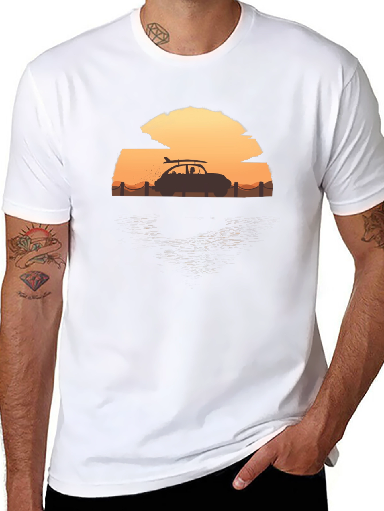 Sunset Surf Car T-Shirt - Beach Vibes