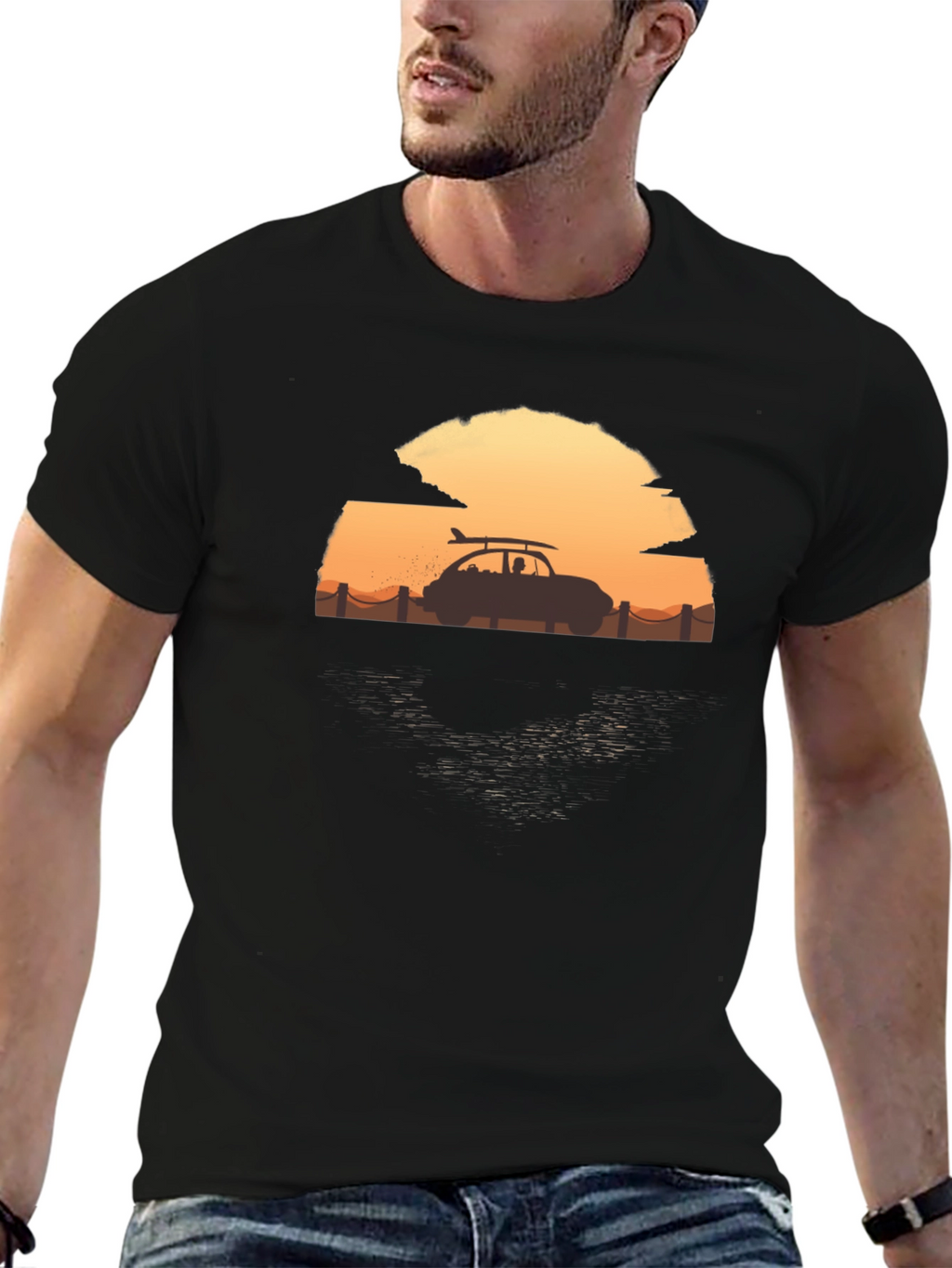 Sunset Surf Car T-Shirt - Beach Vibes