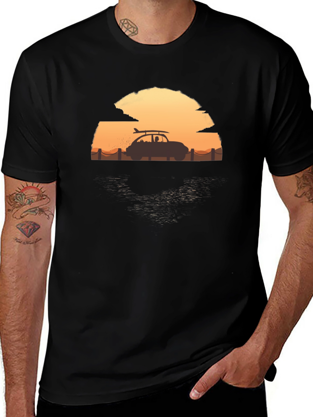 Sunset Surf Car T-Shirt - Beach Vibes