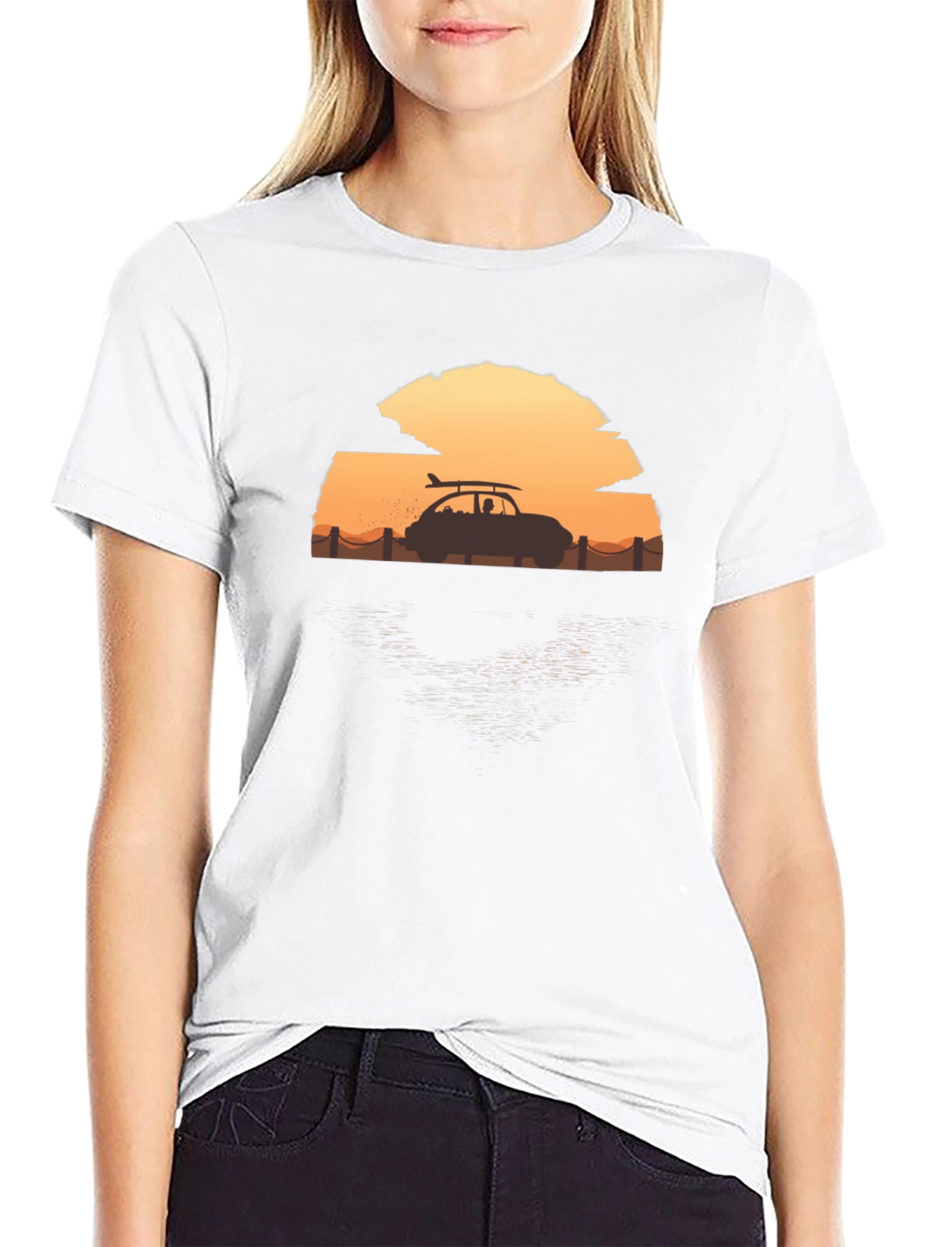 Sunset Surf Car T-Shirt - Beach Vibes