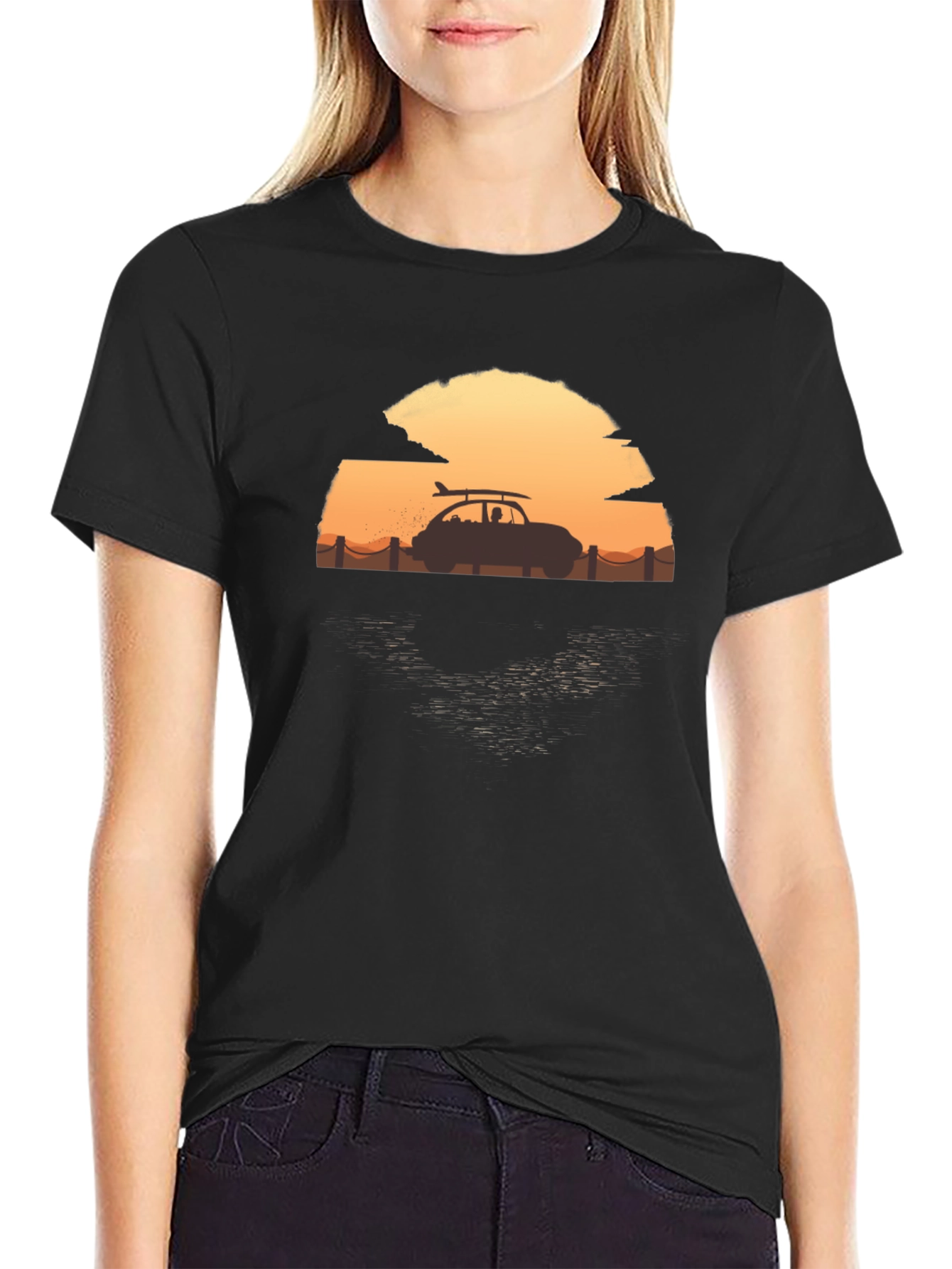 Sunset Surf Car T-Shirt - Beach Vibes