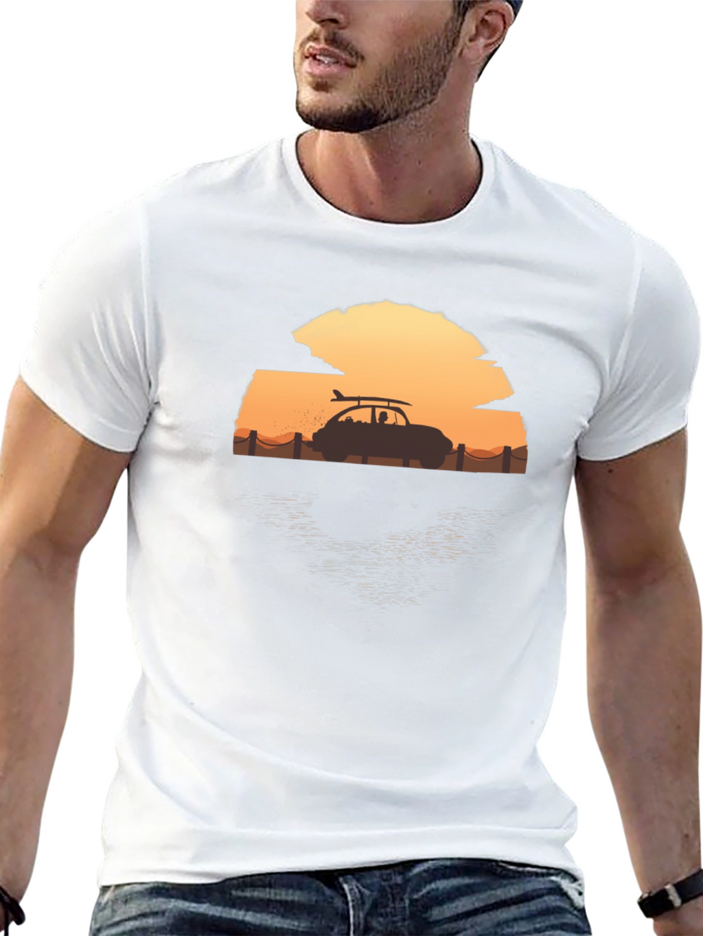 Sunset Surf Car T-Shirt - Beach Vibes