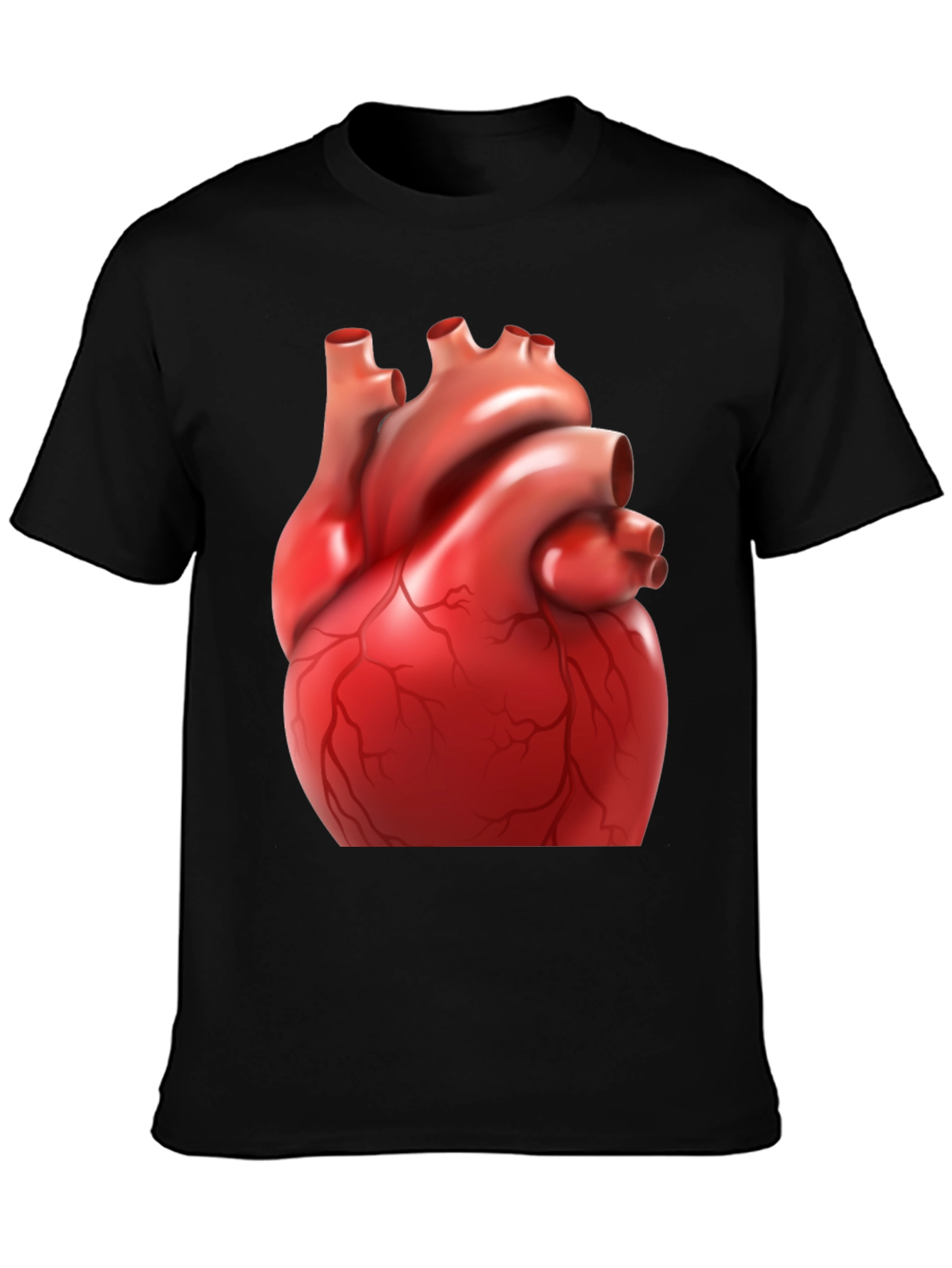Anatomical Heart Graphic Tee - Black Cotton Blend Shirt