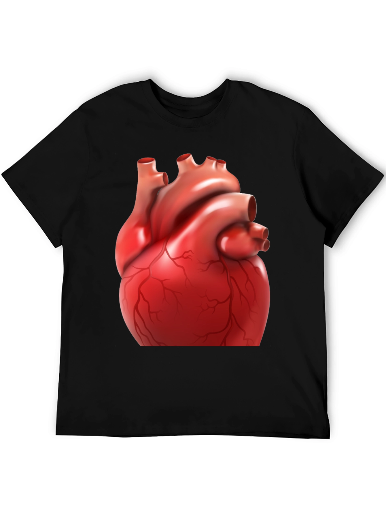 Anatomical Heart Graphic Tee - Black Cotton Blend Shirt