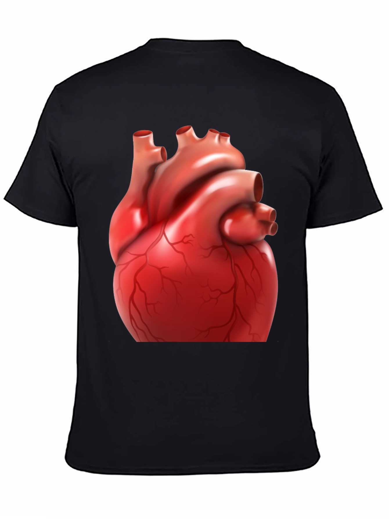 Anatomical Heart Graphic Tee - Black Cotton Blend Shirt