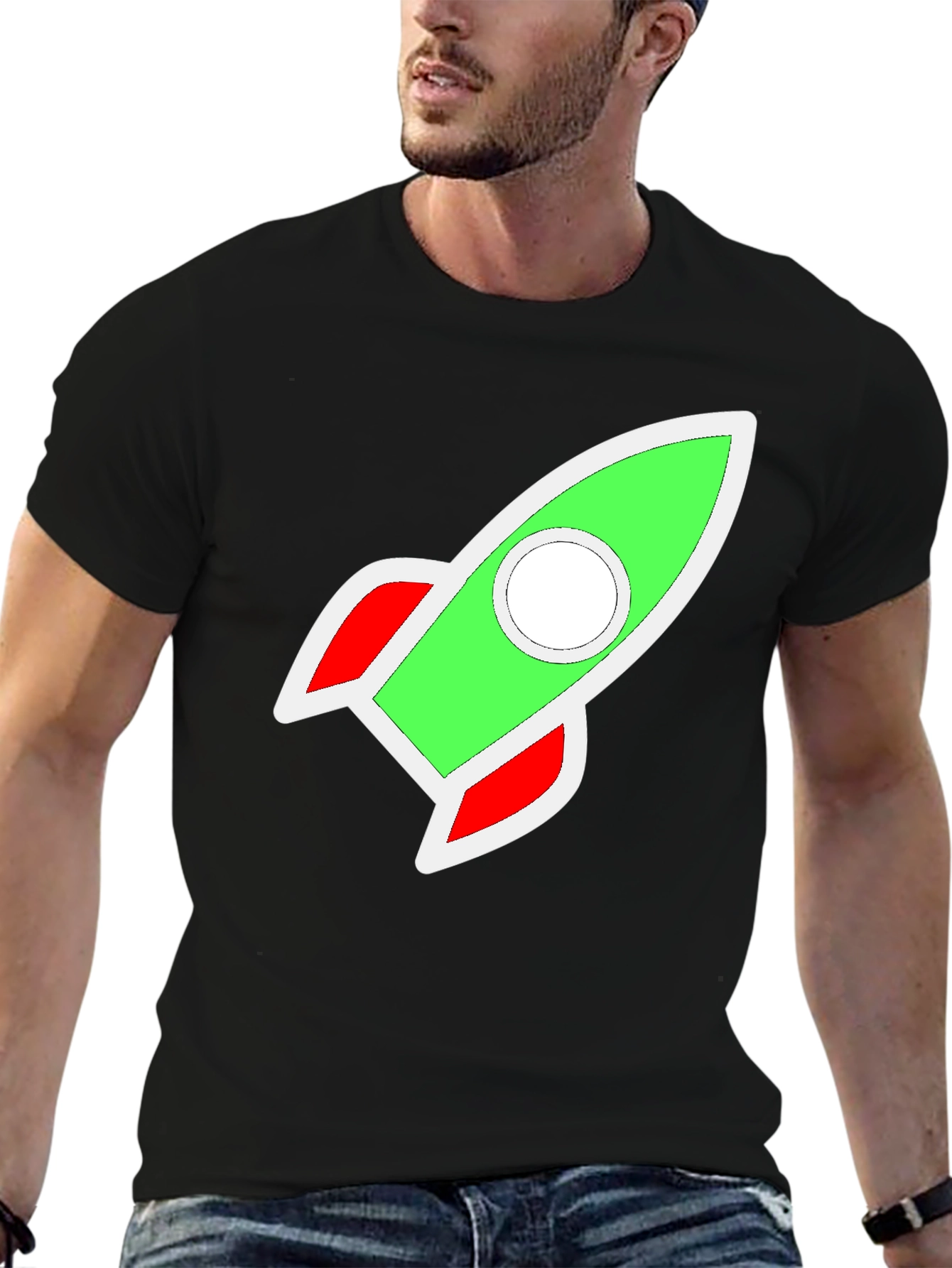 Rocket Graphic Black T-Shirt - Blast Off in Style!
