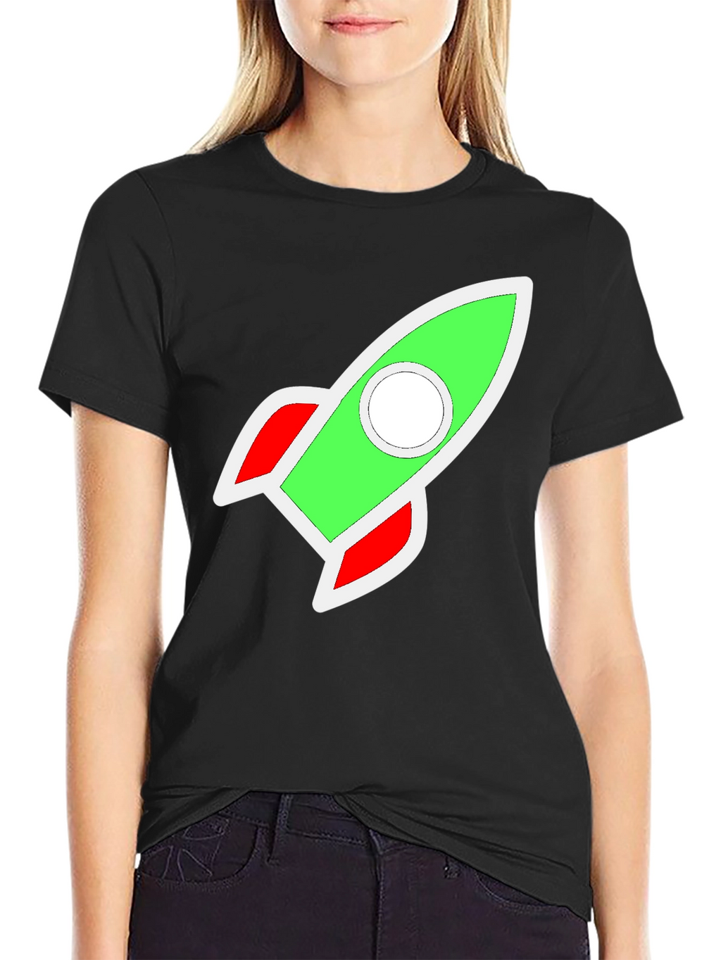 Rocket Graphic Black T-Shirt - Blast Off in Style!