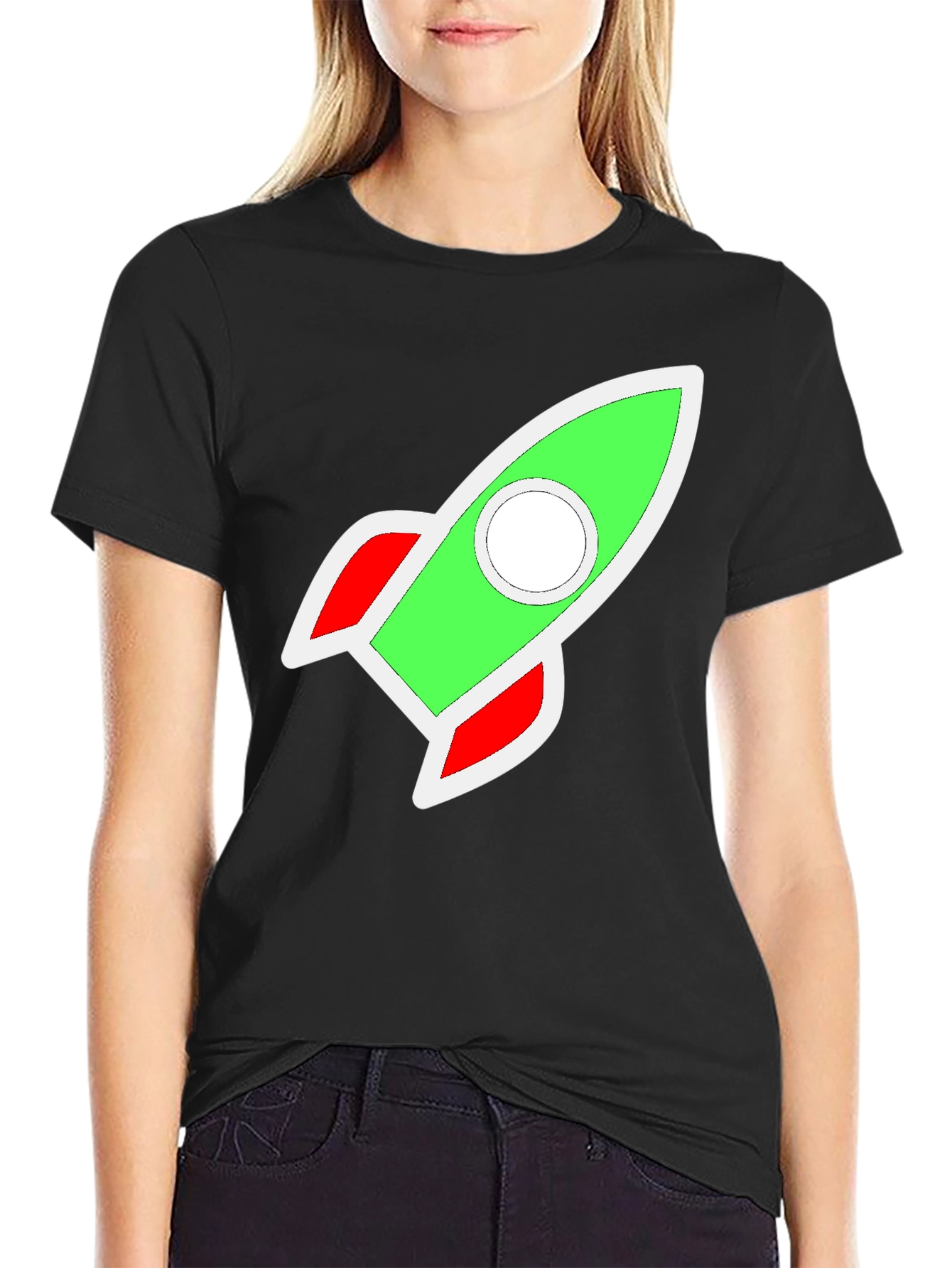 Rocket Graphic Black T-Shirt - Blast Off in Style!