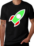 Rocket Graphic Black T-Shirt - Blast Off in Style!