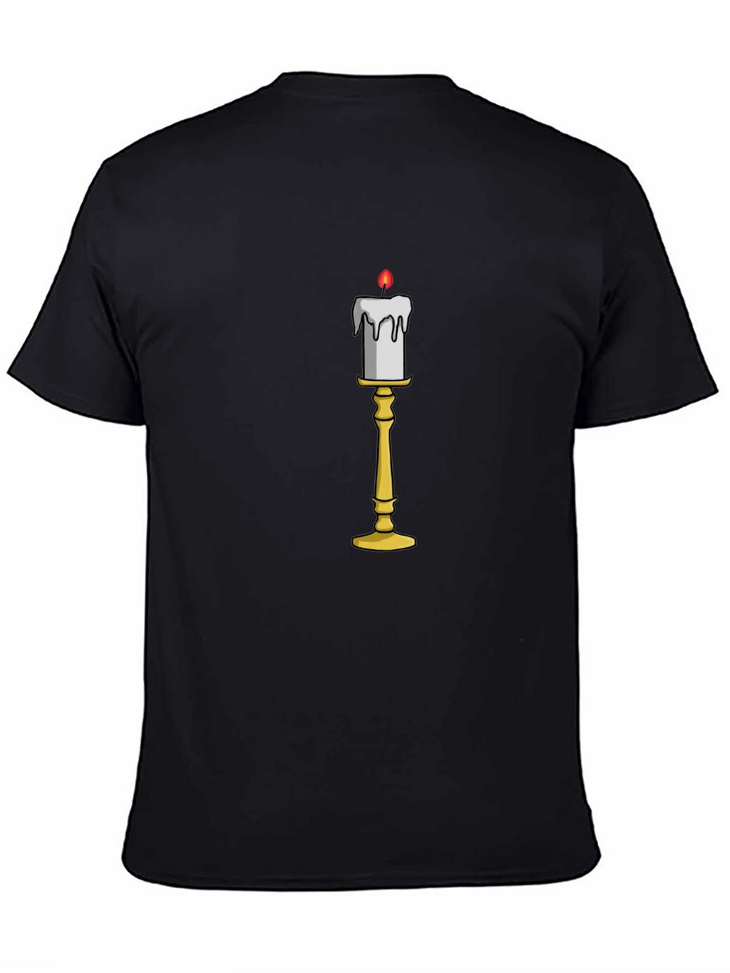 Candle Stand Graphic Tee - Soft Black Cotton Shirt