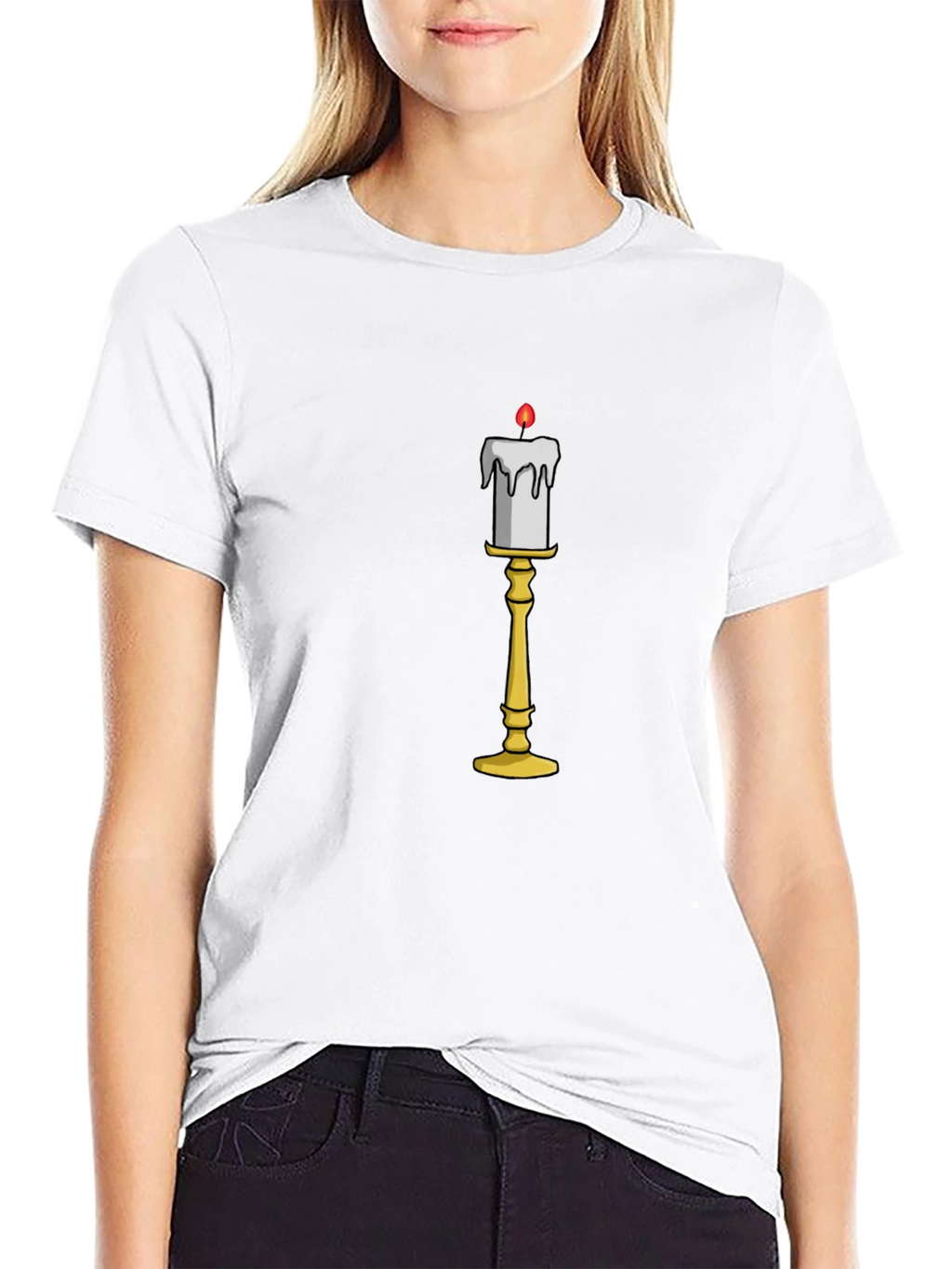 Candle Stand Graphic Tee - Soft Black Cotton Shirt