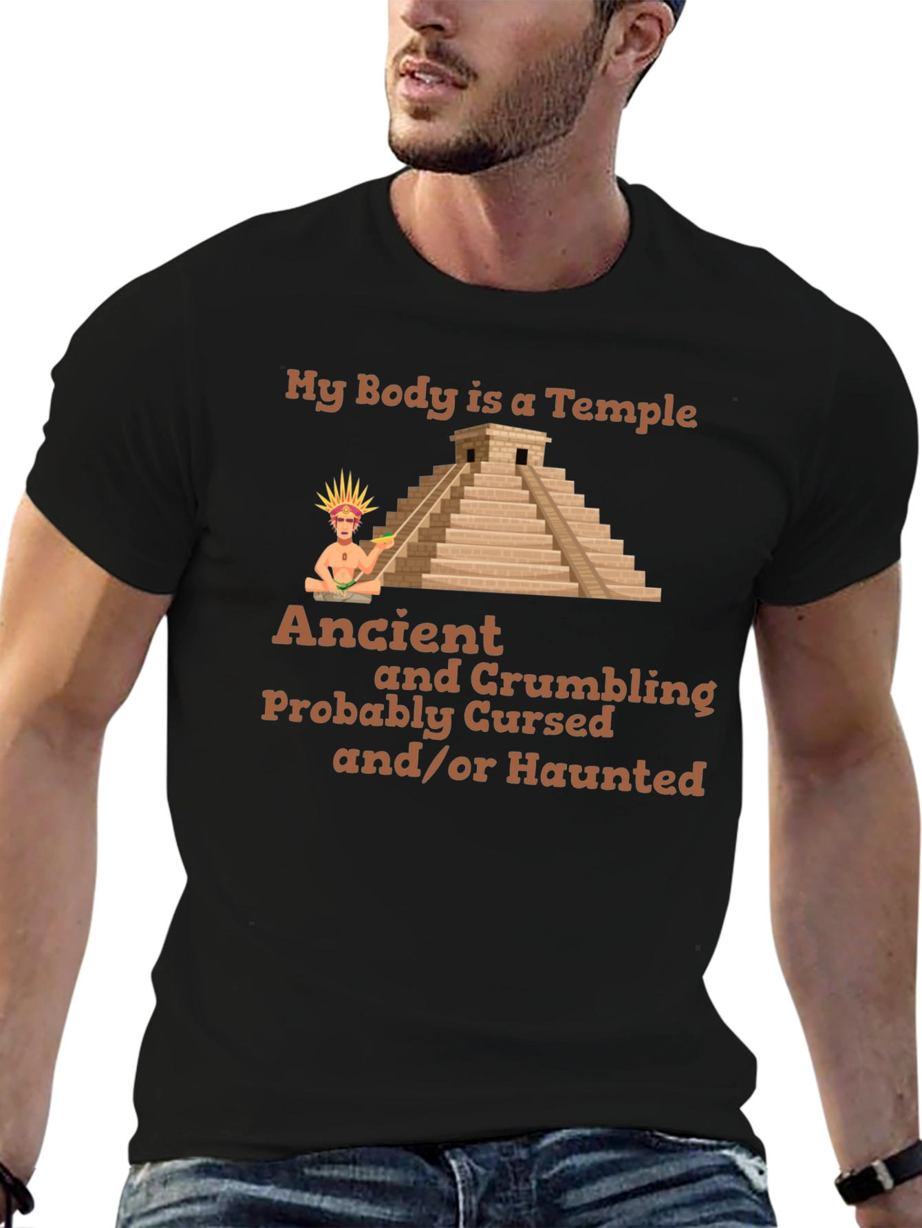 Ancient Temple Humor Graphic T-Shirt