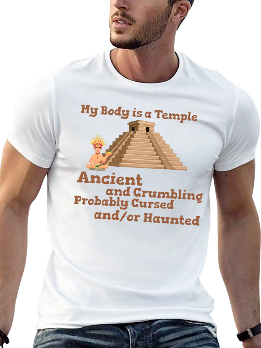 Ancient Temple Humor Graphic T-Shirt