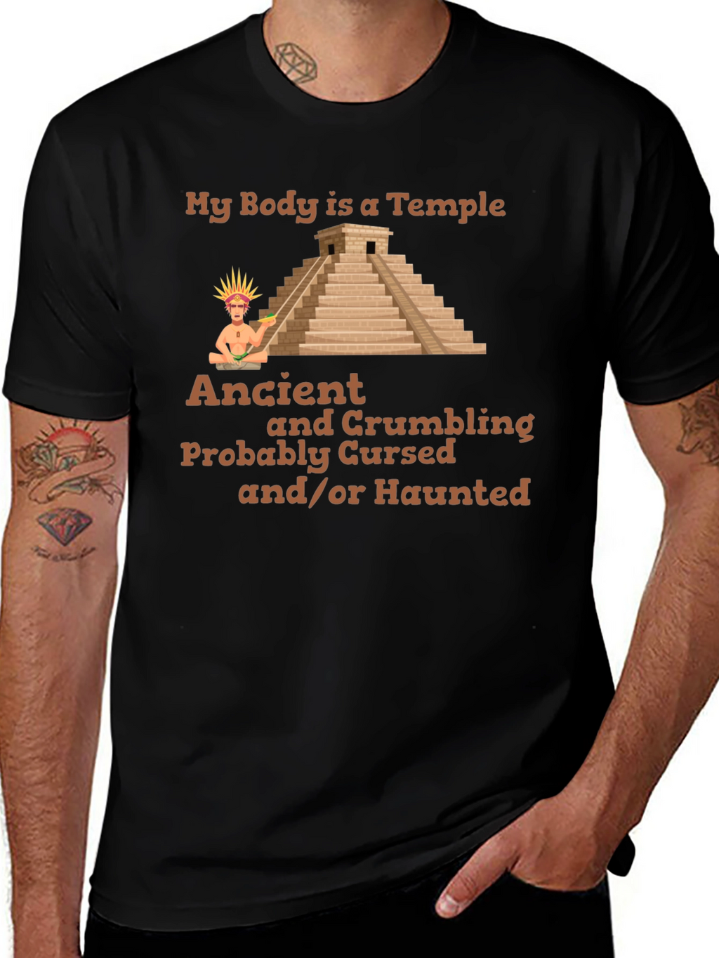 Ancient Temple Humor Graphic T-Shirt