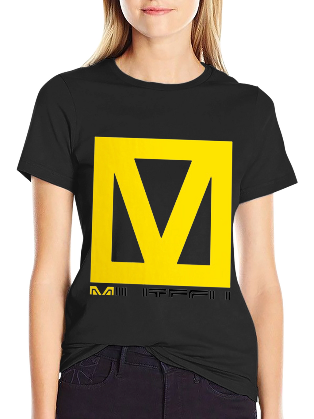 Black T-Shirt with Yellow Graphic