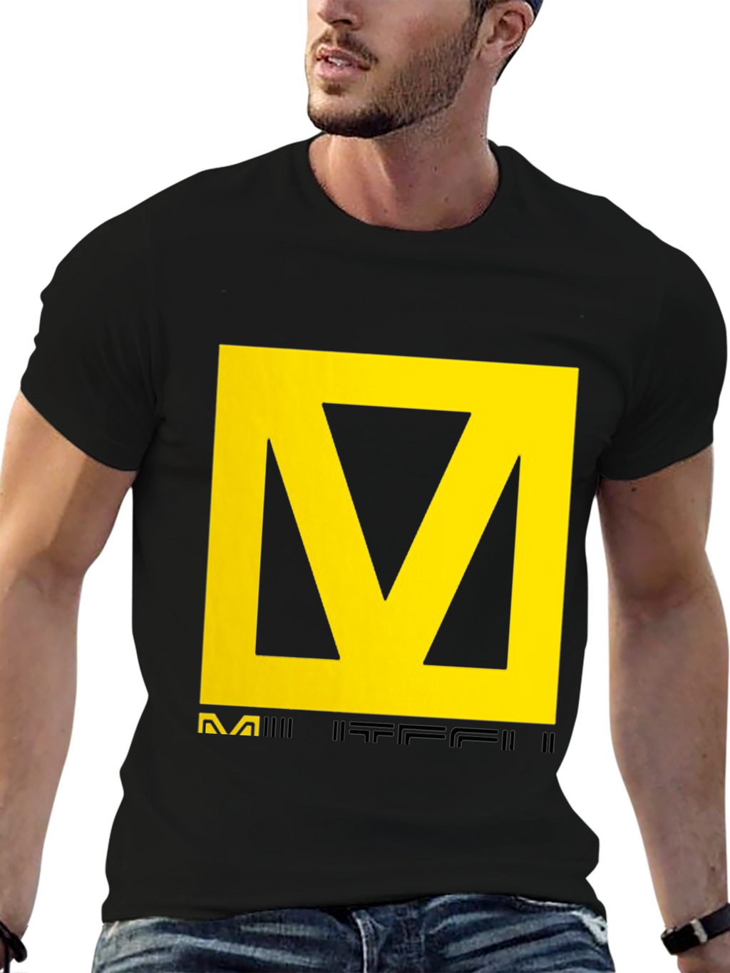 Black T-Shirt with Yellow Graphic