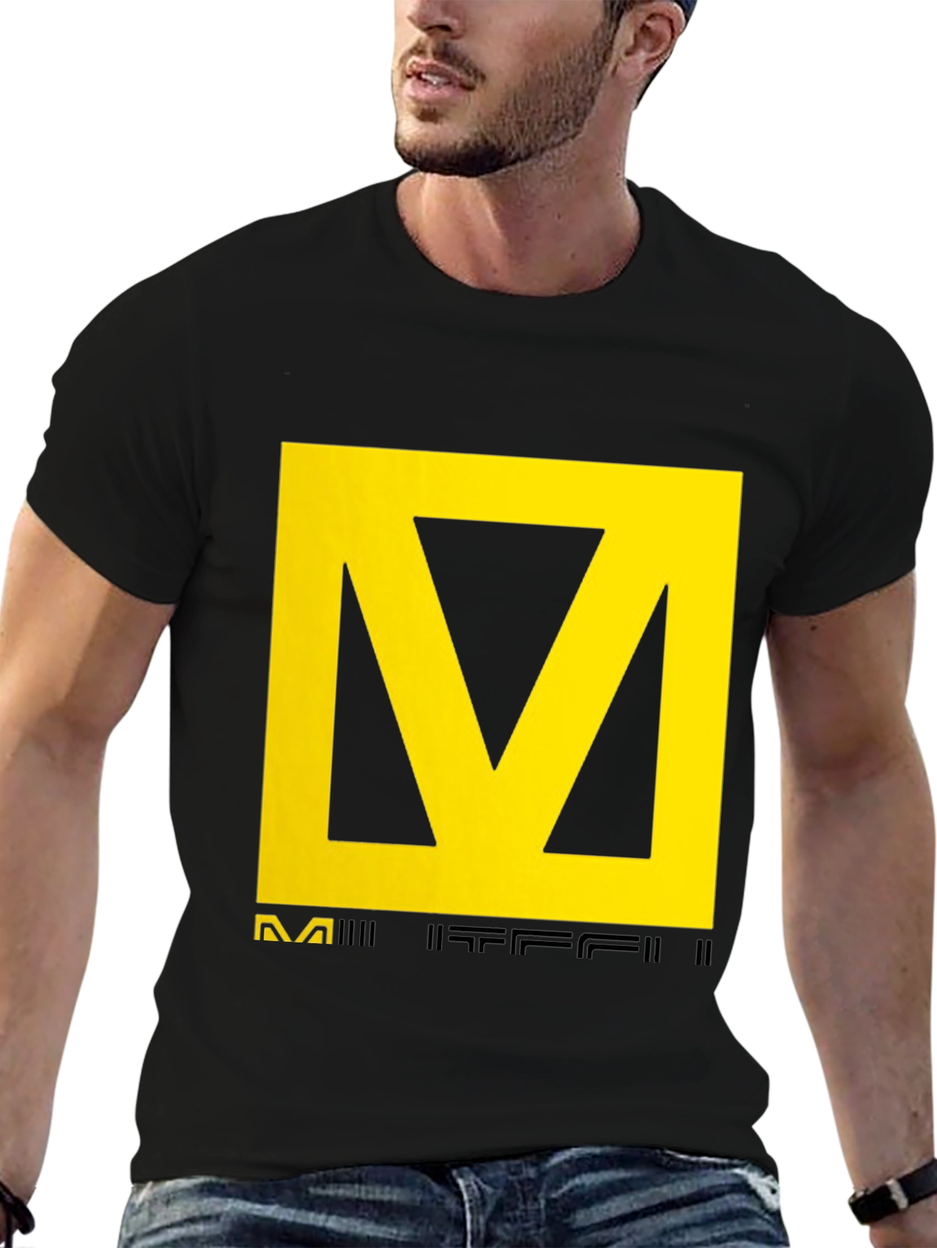 Black T-Shirt with Yellow Graphic