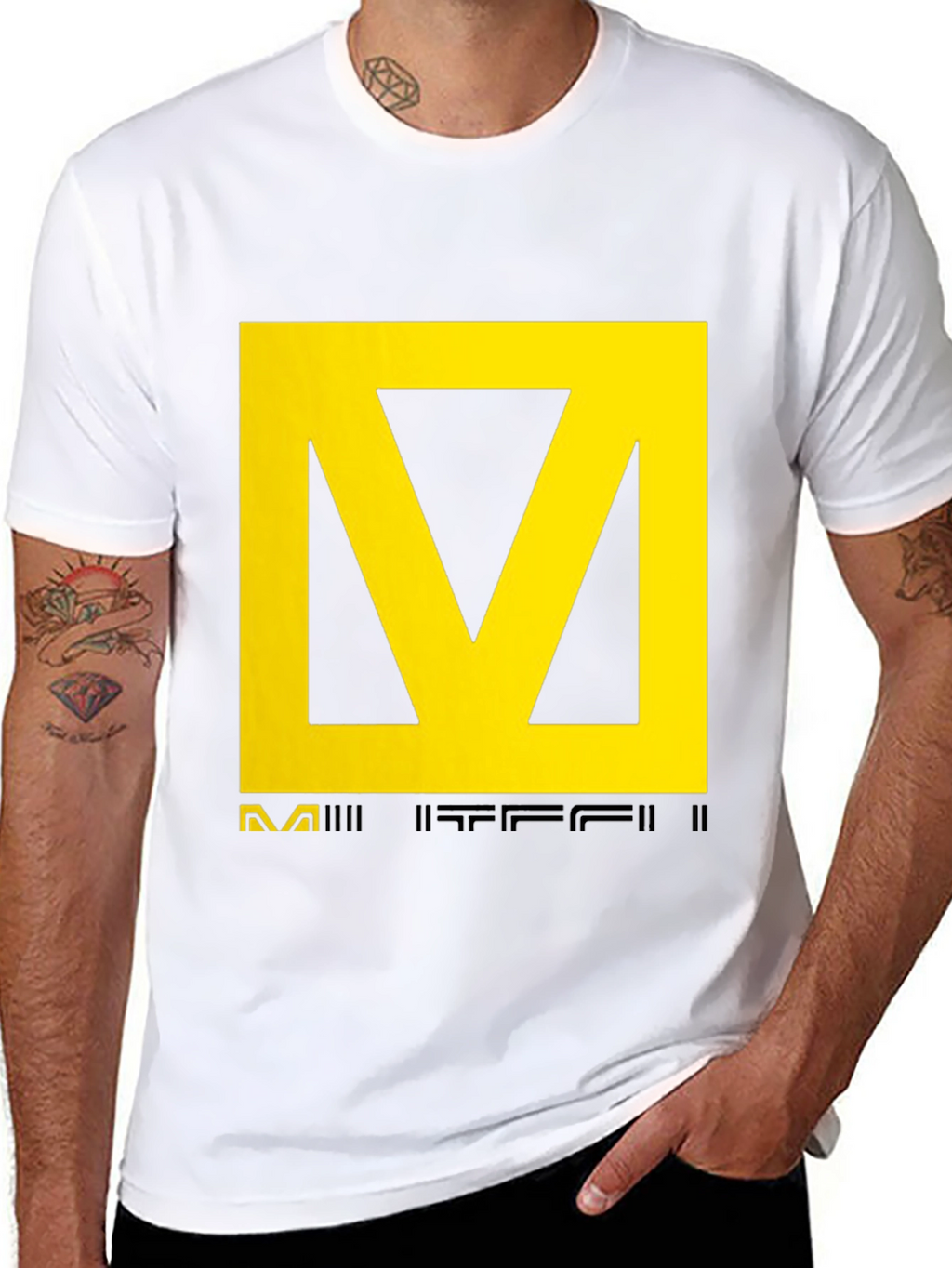 Black T-Shirt with Yellow Graphic