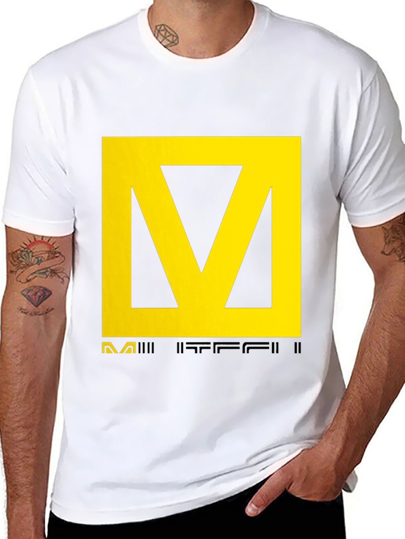 Black T-Shirt with Yellow Graphic