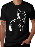 Cool Cat Graphic Tee - Black Cotton T-Shirt