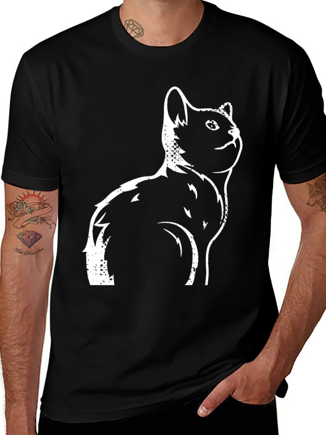 Cool Cat Graphic Tee - Black Cotton T-Shirt
