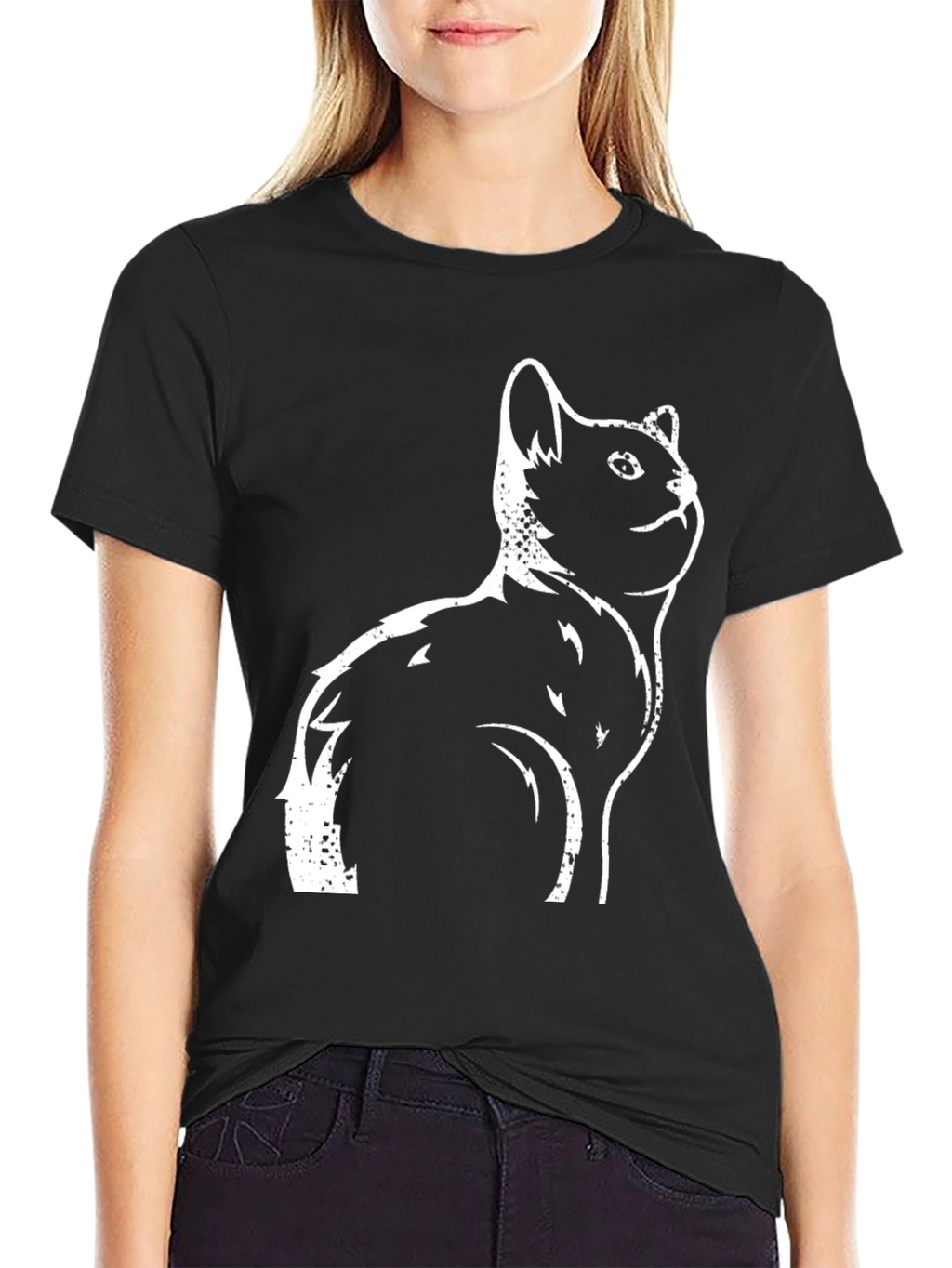 Cool Cat Graphic Tee - Black Cotton T-Shirt