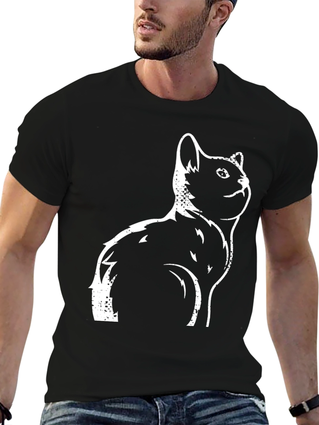 Cool Cat Graphic Tee - Black Cotton T-Shirt