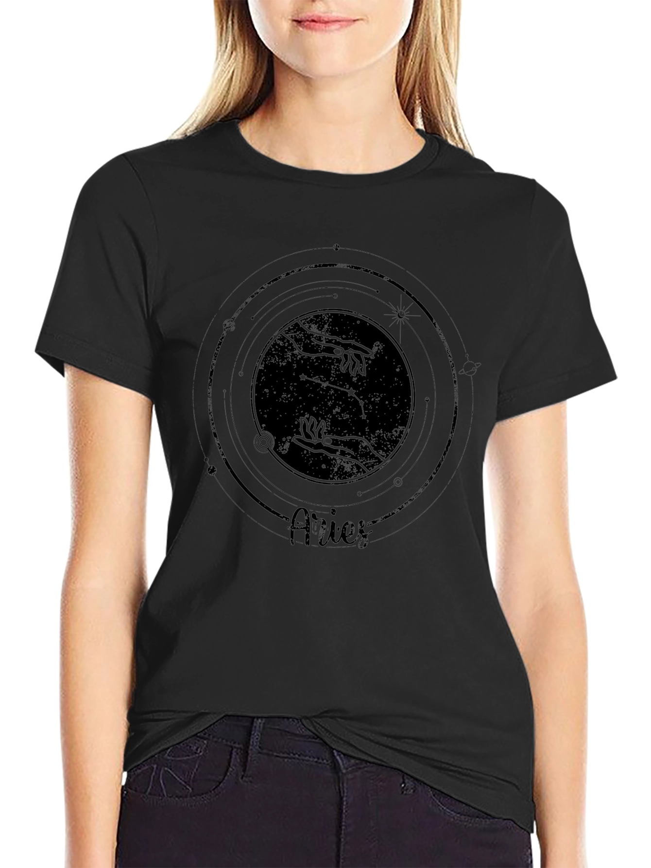 Aries Zodiac Graphic Tee - Stylish Black T-Shirt