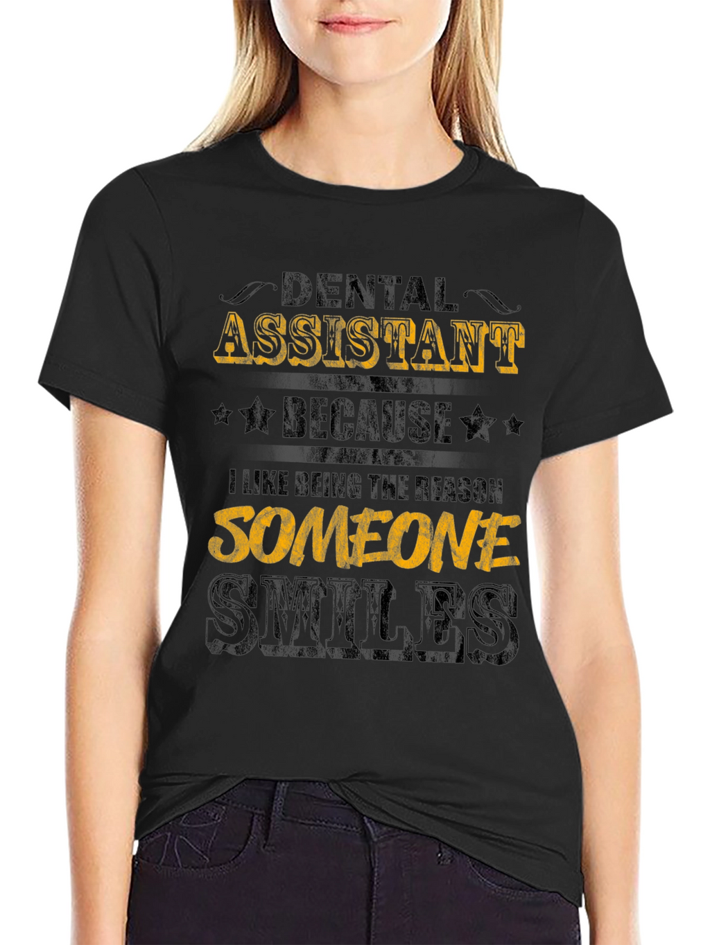 Dental Assistant Smiles Black Graphic Tee